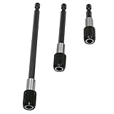 (アグロス) 六角軸 延長ビット ３種類セット (1/4 インチ 6.35 mm) 60 mm 100 mm 150 mm 電動ドライバー インパクト 工具 (ブラック)