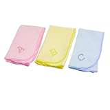 uxcell　よだれかけ　赤ちゃん用　ビブ　可愛い　綿混紡　ピンク　イエロー　ブルー　22.5 x 20cm