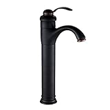 Hapilife Oil Rubbed Bronze Tall Vessel Bathroom Sink Tap Single Handle Basin Mixer Faucet [並行輸入品]