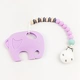 赤ちゃんのおしゃぶり シリコン 歯固めジュエリー 動物は歯がためおもちゃ ママ授乳ペンダント おしゃぶりクリップ アクセサリー[BPAフリー][FDA認可済]安全 無味 象 パープル