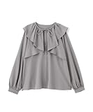 [エヌナチュラルビューティーベーシック*] ケープリボン長袖ブラウス レディース グレー