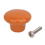 SODIAL(R)5 x ラウンドなセラミック　キッチン　キャビネット　ハンドル　プルハンドル（オレンジ色）