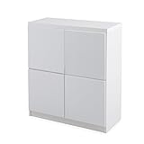 LOWYA （ロウヤ） 食器棚 キッチン収納 鏡面加工 可動棚 プッシュオープン キャビネットタイプ 高さ100cm 幅90cm ホワイト おしゃれ 新生活