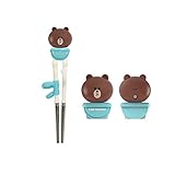 LINE FRIENDS Brown Training Chopsticks for kids 子供のためのトレーニングチョイスクス [並行輸入品] (Brown, チョップスティックス)