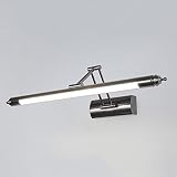 LEDミラーライト、洗面所トイレ浴室、調整可能なベース、防水、防錆、ブラック11W64cm（25.2インチ）