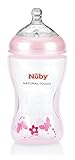 NUBY - biberon 330ML TETINE DEBIT MOYEN 3 MOIS ROSE