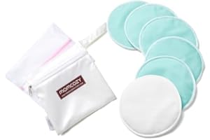 Momcozy Reusable Nursing Pads, Innovative Use of One Way Moisture-Wicking Fabric & 4 - Layer Washable Breast Pads, Super Absorbent and Large Capacity, 6 Pack + Wet and Dry Separation Bag + Wash Bag