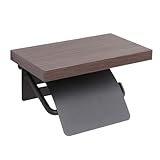 ヤマソロ トイレットペーパーホルダー 1連 おしゃれ 棚付き 紙巻器 完成品 トイレ 天板付き 北欧 ブラン Blan 41-084 (1連, 木目×ダークブラウンウッド)