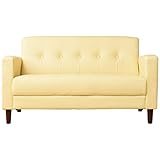 アビライト 大川家具 シンプルスタイル 2人掛け レザーソファ イエロー SKT-0006