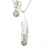 [OVER RAG] メンズ ネックレス ペンダント シルバーフェザー シングルフェザーネックレス ゴローズ 木村拓哉 EXILE 上金 先金 ターコイズ イーグル (右向き/金爪フェザーメタル付き)