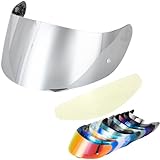 Wayocfei agv K1 シールド + 防曇レンズ,【適合：K1 S/K3 SV/K5 S/K5】ヘルメット・バイザー 紫外線 吸収 バイク用 ヘルメットアフターマーケット交換 (シルバーメッキレンズ+Film)