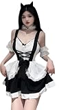 [toasoa] コスプレ レディース ハロウィン セクシー 仮装 衣装 ワンピース ドレス フル セット (06 白 × 黒 (小悪魔 メイド), M)