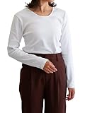 [パークガール] 綿100％ フライス 素材 無地 クルーネック 長袖 Tシャツ レディース 大きいサイズ S/M/L/LL/3L 5628200000 (LL, ホワイト)