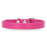 [LaLUCA GOODS] 犬 首輪 猫 首輪 鈴 定番 スタンダード PU レザー シンプル 小型犬 中型犬 ドッグ 散歩 カラフル ダークピンク（鈴なし） L