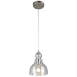 Westinghouse 6100700 Industrial One-Light Adjustable Mini Pendant with Handblown Clear Seeded Glass,