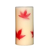 Home Impressions Red Maple Leaf Flameless LED Candle withタイマー、作業C電池2本