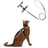 Lucky Friends 抜けない ダブルロック 猫ハーネス リード付き 簡単装着 猫ハーネス リードセット (オリーブグレー)