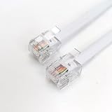 モジュラーケーブル 電話線 テレホンケーブル フラット 2m 6極4芯 ホワイト BL0142MJ-2M