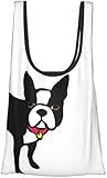 [SAYGI] 折りたたみ エコバッグ 犬柄 ボストンテリア フレンチブルドッグ かわいい ショッピングバッグ 防水 大容量 コンパクト 買い物袋 軽量 ポケットサイズ コンビニ トートバッグ 丈夫