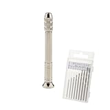 Prettyia ハンド ドリル　ピンバイス ハンドドリル 小型 ステンレスピンバイス 穴あけドリル 手動ドリル 穴あけツール　 精密 　木工 電源不要 騒音なし (シルバー) 　11点セット