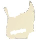 Musiclily Pro 10穴 JBジャズベース用ピックガード5弦Fender American Jazz Bass用、クリーム3P