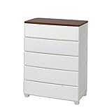 アイリスオーヤマ チェスト 木天板 5段 幅73 ホワイト/ウォールナット MG-725