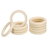 PATIKIL 70mm/2.75" 未仕上げ 木製リング 10個セット DIYクラフトリングペンダントコネクター ウッドカラー