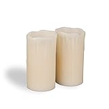 Gerson 2-Piece Wavy Drip Edge Wax LED Candle Set, 6-Inch [並行輸入品]