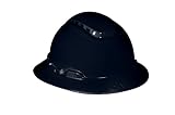 3M Full Brim Hard Hat H-812V-UV, Black, 4-Point Ratchet Suspension, Vented with Uvicator by 3M