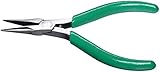 Xcelite NN54GV Slim Line Needle Nose Plier with Green Cushion Grip, Smooth Jaws, 5' Length, 1-3/16' 