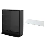 【福袋】【地球家具】フィギュア 棚 新シリーズ 幅83cm ロータイプ 大きさが選べるコレクションラック LED兼用 [耐震 鍵付]（ロータイプ、中型（奥行29cm）、ブラック） 追加ガラス棚1枚付