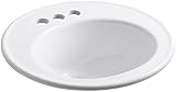 KOHLER K-2202-4-0 Brookline Self-Rimming Bathroom Sink, White [並行輸入品]