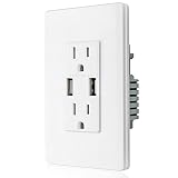 TNP Electrical USB Charger Wall Outlet - 4 Amp Dual USB High Speed Fast Charging Port + 2 AC Power P