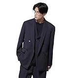 [ナノ・ユニバース] Reflax (R) ダブルクロスウェザー ダブルブレスト ジャケット (セットアップ可) メンズ M 023 チャコール 668-5216203