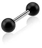 [From da Phactory] フロム ダ ファクトリー サージカルステンレスシリーズ ストレートバーベル 軟骨ピアス (18G, シャフト8mm, ボール3mm,カラー ブラック(ボール) シルバー(シャフト))