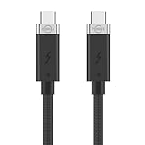 PDMAX USB 4 C to C ケーブル、 240W 出力 Thunderbolt 4 ケーブル、1.5M サンダーボルト4 Cable、40Gbps 高速データおよびビデオ転送、8K 解像度をサポート、MacBook Pro、ドッキング ステーション、およびUSB-C 3.2 Gen 2 Type-C デバイスに対応 (ブラック（ゴールデンインターフェース、1.5M)