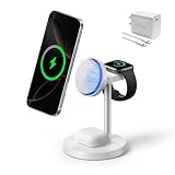 EcoFlow RAPID Mag 3-in-1 ワイヤレス充電ステーション 【Qi2 ワイヤレス充電対応/スタンド型/ 3台同時充電/ MagSafe対応/コンパクト設計/角度調整可能/過熱防止 iPhone、Apple Watch、Air Pods対応】（ホワイト）