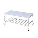 JKプラン Rosetta ロートアイアンシリーズ レトロ調 姫系テーブル 幅98 ホワイト IRI-0003-WH