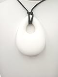 Chewable Teething Pendant for Teething Babies or Nursing Moms. White Pearshape Large 46mm x 70mm Sof