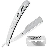 Kazakiri カミソリ 剃刀 I字 L字 【プロ理容師監修ｘ感動深剃り】 髭剃り 顔剃り 替刃2刃（1枚）付き メンズ 一枚刃 説明書付き シルバー カザキリ