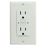 Sunlite 55400-SU E540 15A GFCI with Red and Green LED Indicator Duplex Receptacle and Plate, Almond 