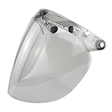 LOUJIN オープンフェイス ヘルメット バイザー オートバイ ヘルメット バブル レンズ 3-スナップ バブル ウィンド シールド バイザー