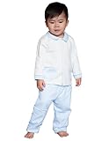 dakomoda Baby Boy 's Pimaコットンブルーホワイトジャケットトップ&パンツセット カラー: ホワイト