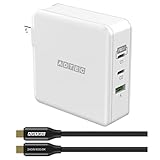 アドテック 140W PD3.1充電器 3ポート(eMarker搭載240W Type-Cケーブル付属)(USB-Cｘ2+USB-A)(GaN/窒化ガリウム)MacBookPro/iPhone/Android ホワイト APD-V140AC2-wC24-WH