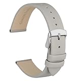 [WOCCI] 本革時計バンド 18mm カーフレザー 腕時計交換ベルト グレー シルバーバックル