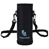 保温・保冷両用 水筒カバー Vialifer 水筒・マグボトル用スポーツボトル 用ハンディポーチ 500ml/750ml/1000ml ホルダーカバー ペットボトルカバーアウトドア キャンプ 通勤 通学 子供 キッズ 大人用 (750ML, ブラック+ライトブルー)