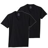 [ヘインズ] アンダーシャツ 半袖 Ｖネック (2枚組) 抗菌防臭加工(Fresh IQ) 2P RS ＶネックＴシャツ グローバルバリューライントップス HM1EY704 メンズ ブラック LL