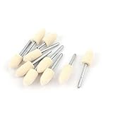 uxcell 軸付砥石 フェルトバフ　ウールフェルト　金属　ホワイト　シルバートーン　 23g　ハードウェア　１０個入り