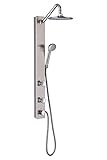Pulse 1021-SBB Aloha Shower Spa with Brushed Stainless Steel and Chrome Hardware, Brushed Stainless 