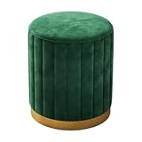 samchuノルディックベルベットドレッスツール丸くてかわいいメイクチェア収納機能付き寝室リビング用インテリア家具です (モスグリーン-パイルタイプです,ベースの丸椅子です)